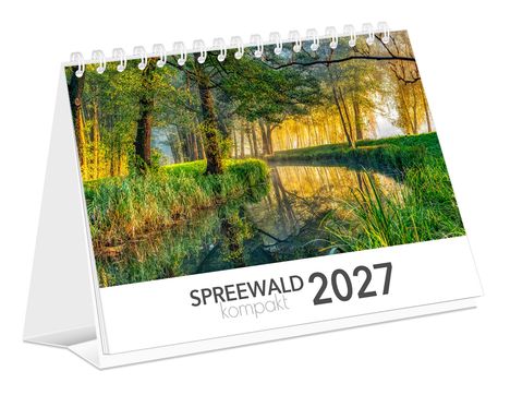 Text: "SPREEWALD kompakt 2027". Darstellung eines grünen Waldes am Wasser in leuchtendem Licht.