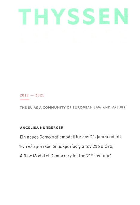 Angelika Nußberger: Ein neues Demokratiemodell für das 21. Jahrhundert?, Buch