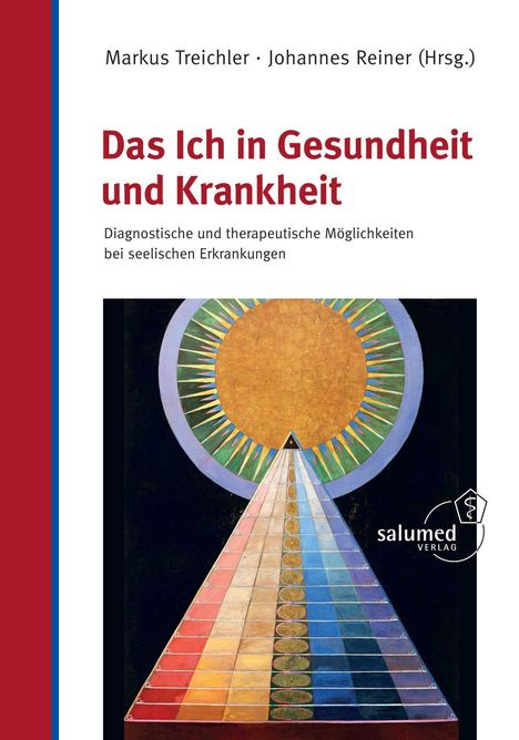 „Das Ich in Gesundheit und Krankheit“; abstrakte Illustration eines rundes und dreieckförmiges Designs mit Farbabstufungen.