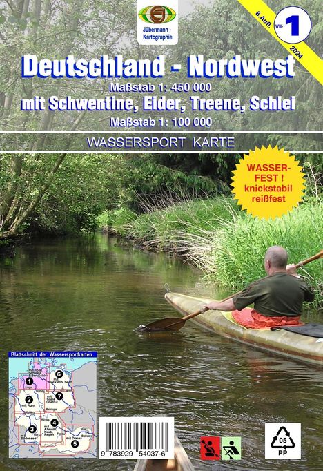 Erhard Jübermann: Wassersport-Wanderkarte / Deutschland Nordwest für Kanu- und Rudersport, Karten