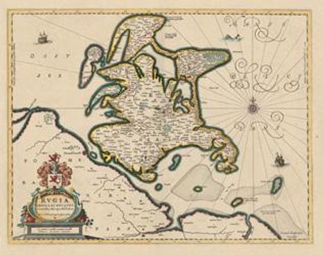 Johannes Janssonius: Historische Landkarte: Insel Rügen - 1647, Karten