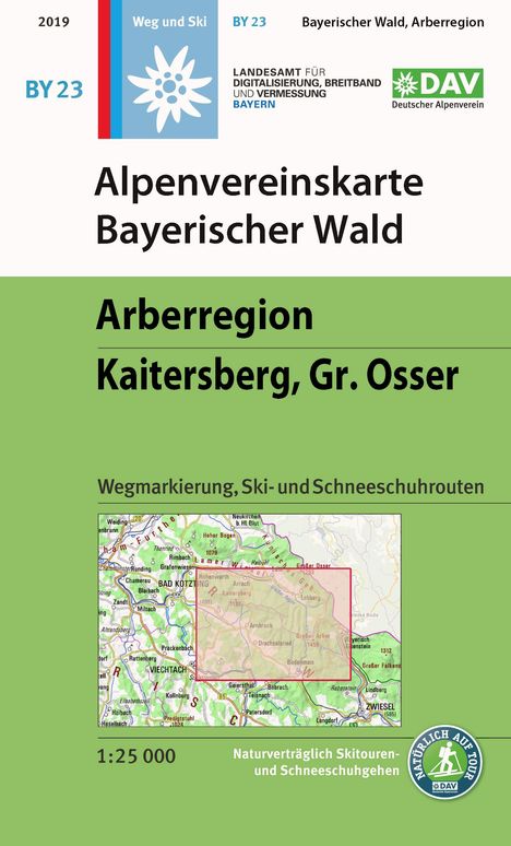 Alpenvereinskarte Bayerischer Wald, Arberregion, Kaitersberg, Osser 1:25 000, Karten