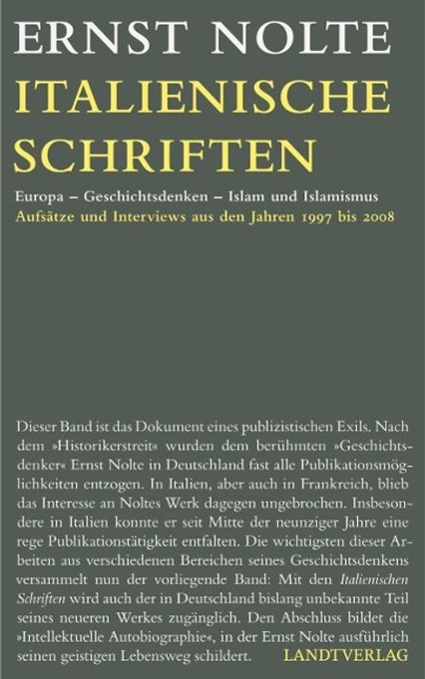 Ernst Nolte: Italienische Schriften, Buch