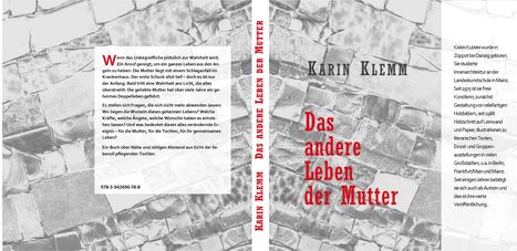 Karin Klemm: "Das andere Leben der Mutter" vor grau-gemustertem Hintergrund. Links Buchrückentext, rechts Autorinfo.