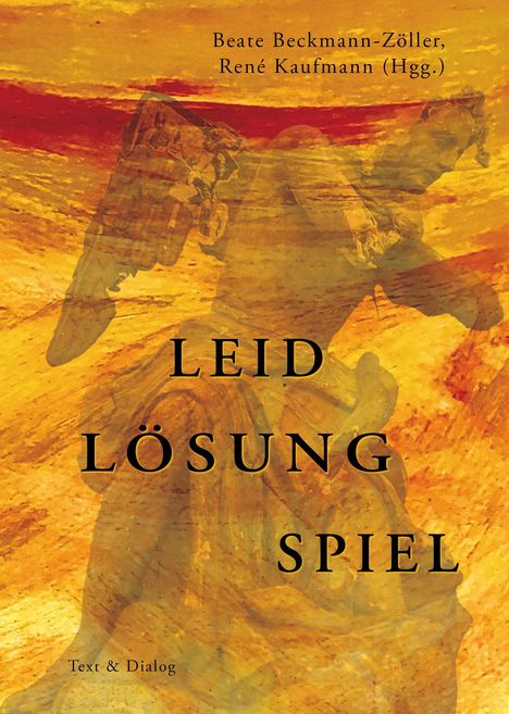 "LEID LÖSUNG SPIEL" steht in großen Buchstaben auf einem abstrakten, warmen gelben Hintergrund mit Engel.