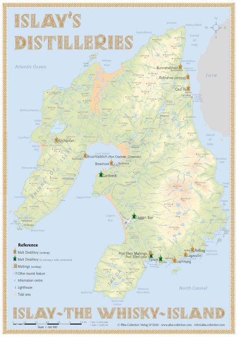 Rüdiger Jörg Hirst: Whisky Distilleries Islay - Tasting Map, Karten