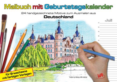 Veronika Aretz: Malbuch mit Geburtstagskalender aus Deutschland, Kalender