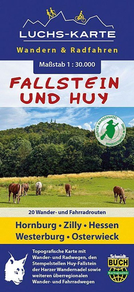 Titel: Luchs-Karte Wandern & Radfahren. Maßstab 1:30.000. Orte: Hornburg, Zilly, Hessen, Westerburg, Osterwieck.  
Darstellung: Kühe auf einer Wiese vor Wald und Himmel.