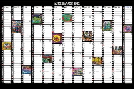 Friedensreich Hundertwasser: Hundertwasser Jahresplaner Art 2022, Kalender