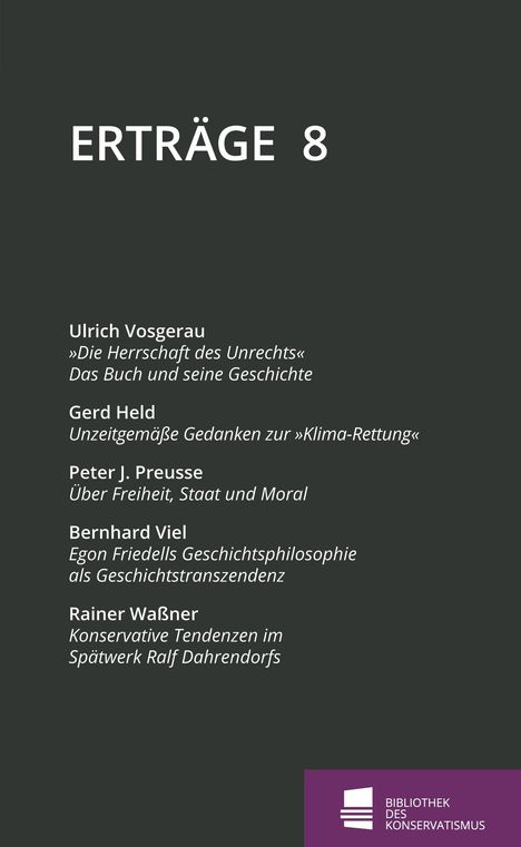 Ulrich Vosgerau: Erträge, Buch