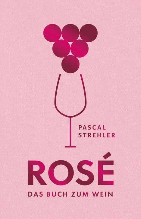 Text: "PASCAL STREHLER ROSÉ DAS BUCH ZUM WEIN". Illustration: Weinglas und Trauben auf rosa Hintergrund.