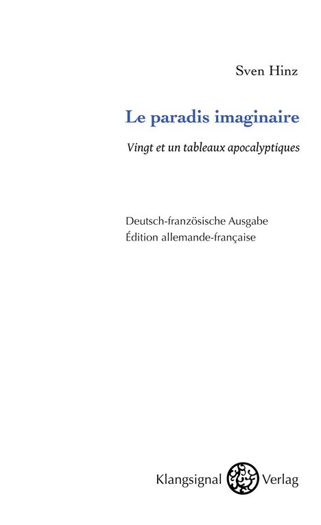 Sven Hinz: Le paradis imaginaire, Buch