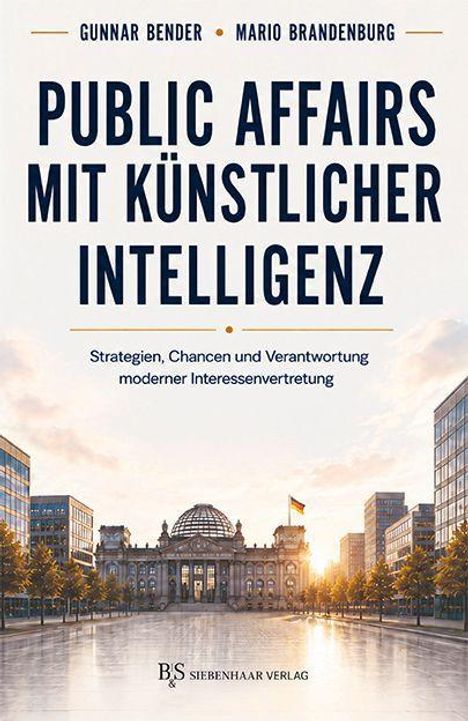 PUBLIC AFFAIRS MIT KÜNSTLICHER INTELLIGENZ. Reichstagsgebäude im Hintergrund mit Wolken und beleuchteten Gebäuden.