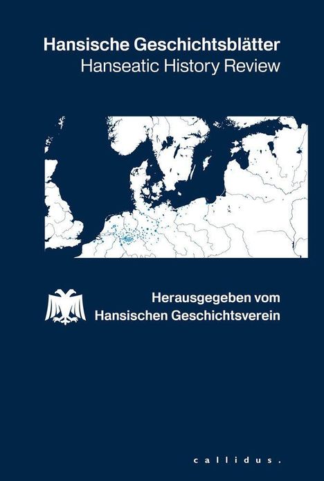 Text: „Hansische Geschichtsblätter, Hanseatic History Review. Herausgegeben vom Hansischen Geschichtsverein.“ Karte Europas.