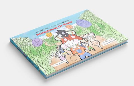 Die kleinen TorleyunicornerMäuse: Reiseplanung für Profis. Illustrationen von Mäusen im Garten mit großen Blumen.
