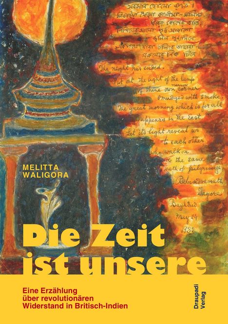 "Die Zeit ist unsere" steht groß, dann Melitta Waligora, darunter Beschreibung des Buchs. Illustration: Tempel und Farben.