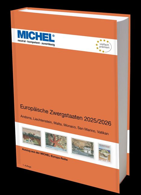 MICHEL: neutral, kompetent, zuverlässig; Europäische Zwergstaaten 2025/2026; vielfach prämiert; Briefmarkenbilder.