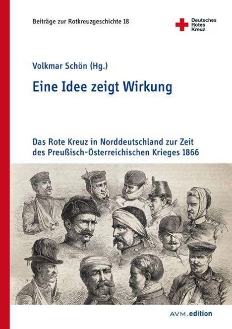 Titel: "Eine Idee zeigt Wirkung". Illustration von historischen Figuren. Logo des Deutschen Roten Kreuzes.