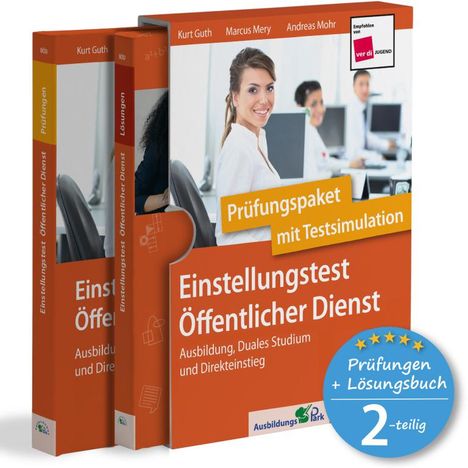 Kurt Guth: Einstellungstest Öffentlicher Dienst: Prüfungspaket mit Testsimulation, 2 Bücher