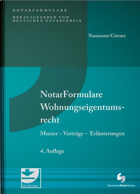 „NotarFormulare Wohnungseigentumsrecht, 4. Auflage.“ Grüner Hintergrund, dezentes Quadrat-Design, Verlagssignet.