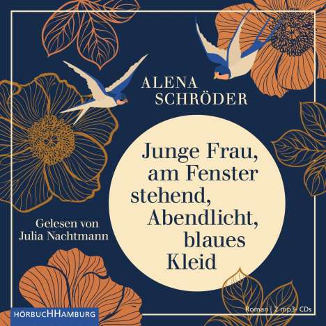 Alena Schröder: Junge Frau, am Fenster stehend, Abendlicht, blaues Kleid, 2 CDs