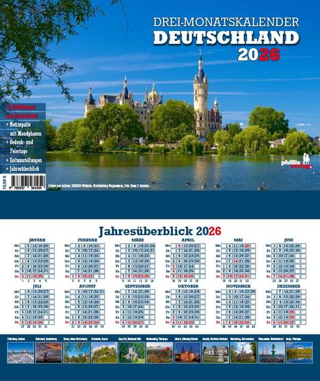 Jörg Neubert: 3-Monatskalender Deutschland 2026, Kalender