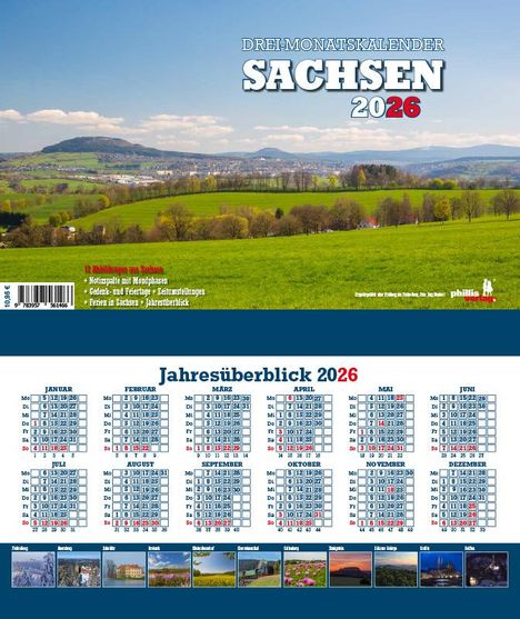 Jörg Neubert: 3-Monatskalender Sachsen 2026, Kalender