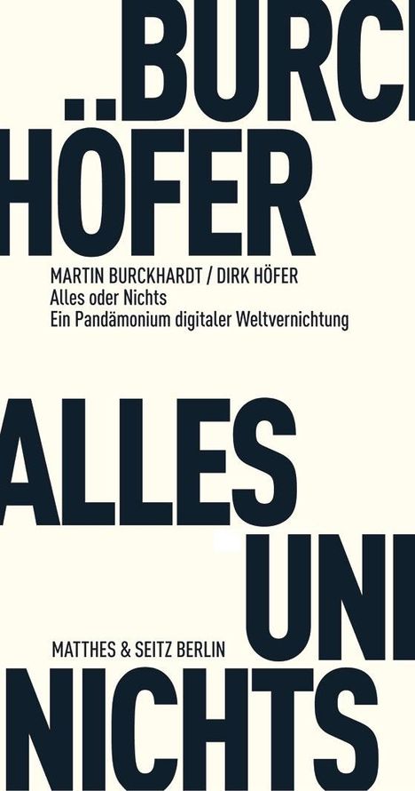 Martin Burckhardt: Alles und Nichts, Buch