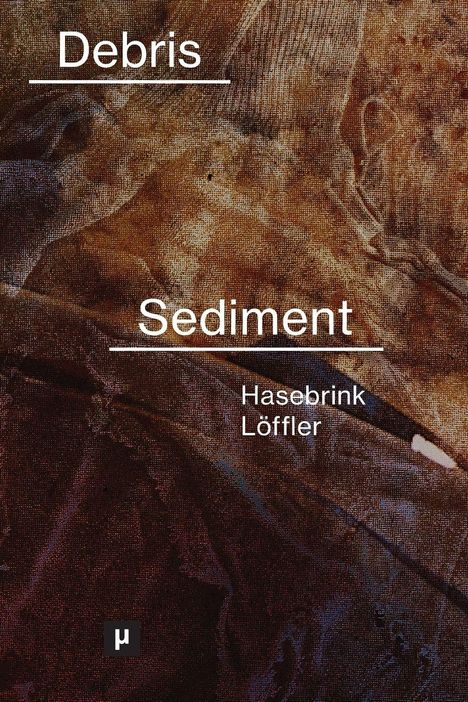 Text: Debris, Sediment, Hasebrink, Löffler. Hintergrund in erdigen, texturierten Tönen, abstrakt und strukturiert.