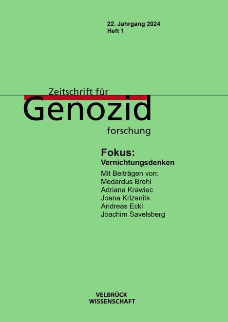 Zeitschrift für Genozidforschung 22. Jahrgang 2024, Heft 1, Buch