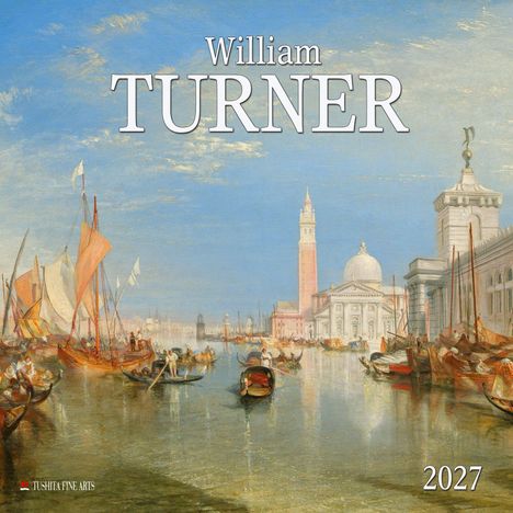 William Turner, 2027. Eine lebendige Hafenszene mit Booten, einem Turm und klassischer Architektur unter blauem Himmel.