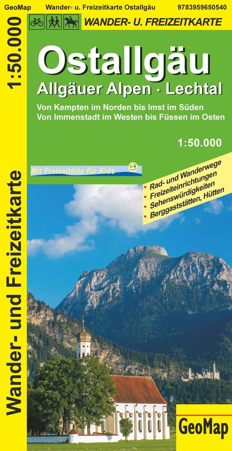 Ostallgäu, Allgäuer Alpen, Lechtal Wander- und Freizeitkarte, Karten