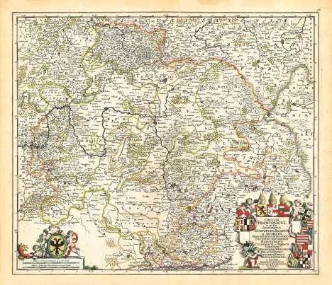 Frederik de Wit: Historische Karte: Fränkischer Reichskreis um 1680 [gerollt], Karten
