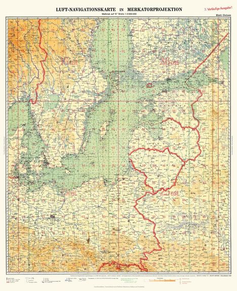 LUFT-NAVIGATIONSKARTE: Ostsee-Ostseeländer 1940 (Plano), Karten