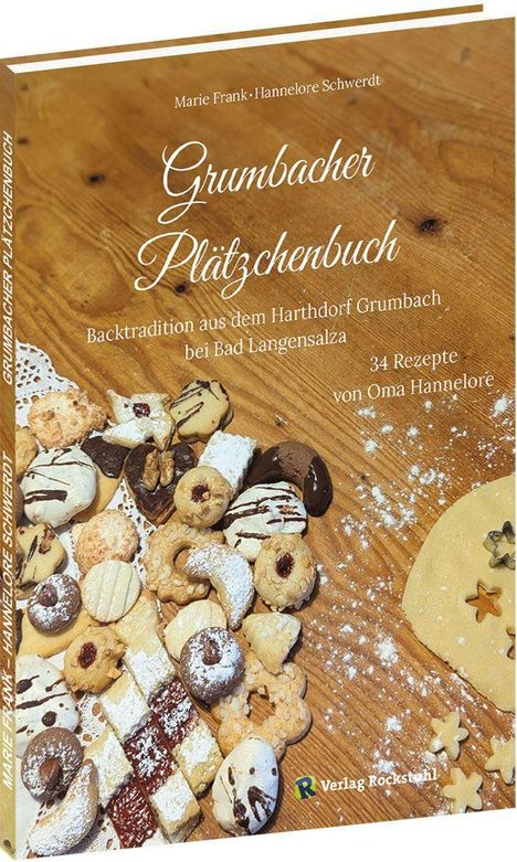 Titel: Grumbacher Plätzchenbuch. Autoren: Marie Frank, Hannelore Schwerdt. Etagere mit verschiedenen Keksen.