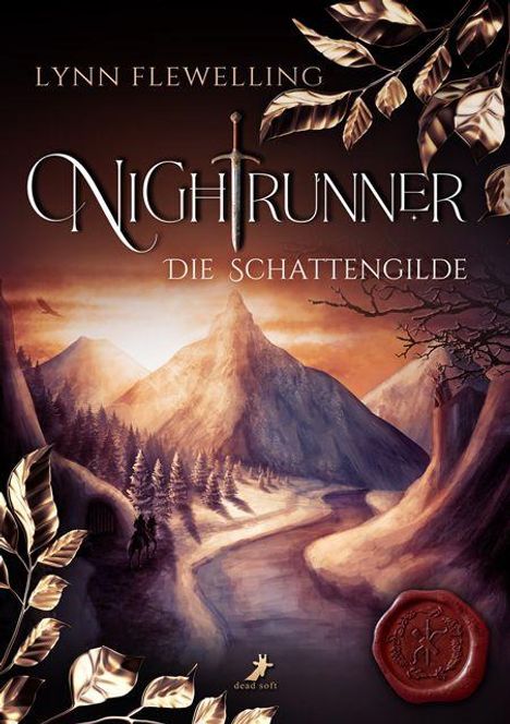 "Nightrunner: Die Schattengilde" von Lynn Flewelling. Illustration zeigt eine Berglandschaft in Abenddämmerung.