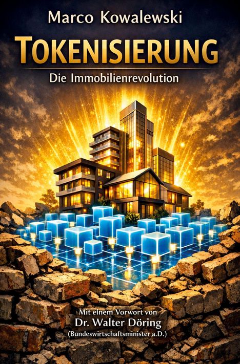 "Marco Kowalewski: TOKENISIERUNG - Die Immobilienrevolution. Vorwort von Dr. Walter Döring. Glänzende Stadt und Würfel."