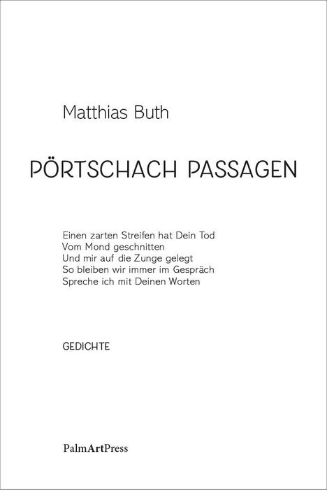 Matthias Buth: Pörtschach Pasagen, Buch