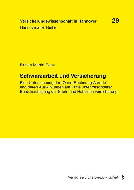 Florian Martin Genz: Schwarzarbeit und Versicherung, Buch