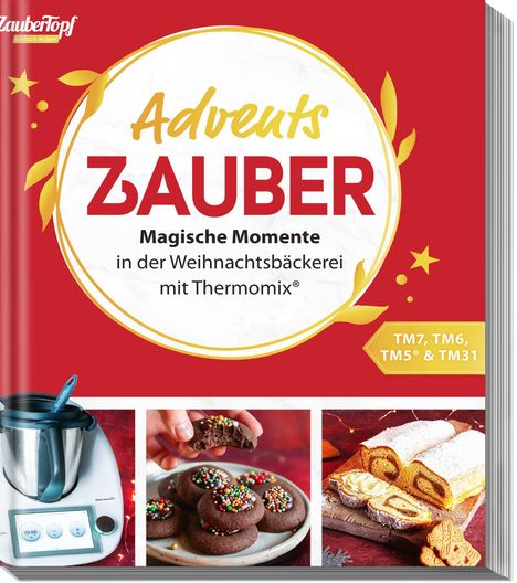 "Adventszauber: Magische Momente in der Weihnachtsbäckerei mit Thermomix®. Thermomix-Gerät, bunte Kekse und Kuchen."
