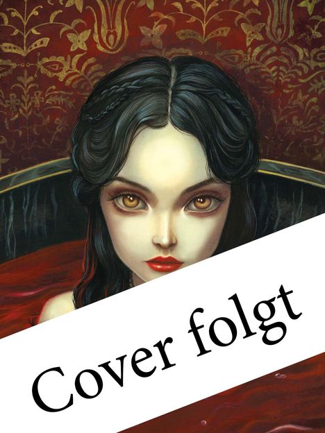 Text: "Cover folgt". Illustration: Gesicht einer Frau mit roten Lippen, dunklem Haar, auf rotem Hintergrund.