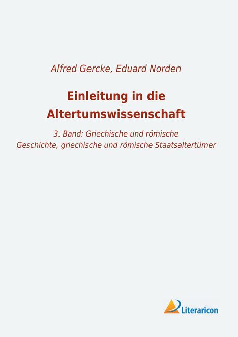 Eduard Norden: Einleitung in die Altertumswissenschaft, Buch