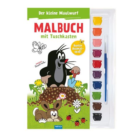 Trötsch Der kleine Maulwurf Malbuch mit Tuschkasten, Buch