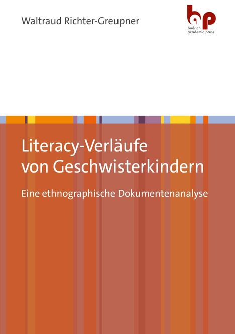 Literacy-Verläufe von Geschwisterkindern: Eine ethnographische Dokumentenanalyse. Oben ein Logo, Hintergrund bunt.