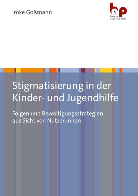 Titel: "Stigmatisierung in der Kinder- und Jugendhilfe". Farbige vertikale Streifen, Logo in rot.