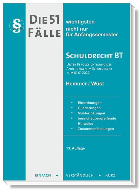 Karl-Edmund Hemmer: Die 51 wichtigsten Fälle Schuldrecht BT, Buch