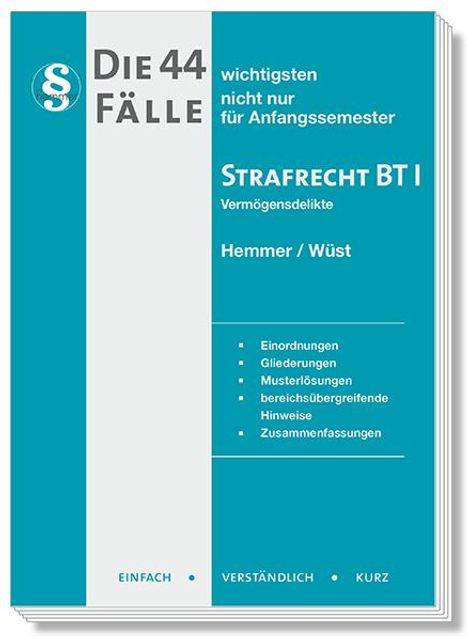 Karl-Edmund Hemmer: Die 44 wichtigsten Fälle Strafrecht BT I, Buch