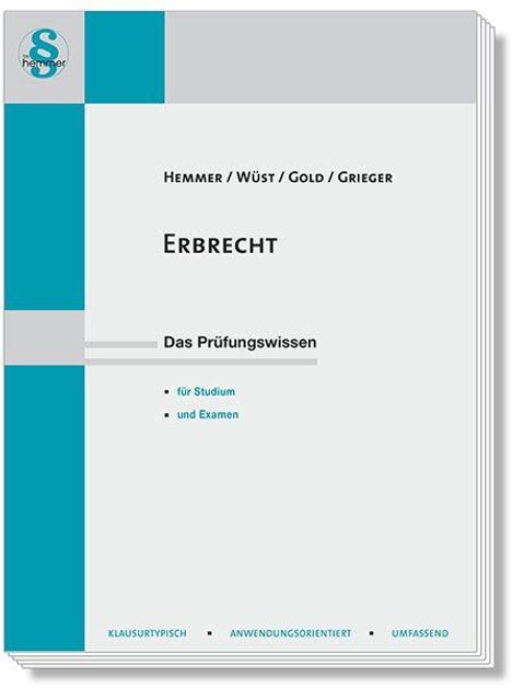 Titel: "Erbrecht: Das Prüfungswissen". Autoren: Hemmer, Wüst, Gold, Grieger. Markenzeichen oben links.