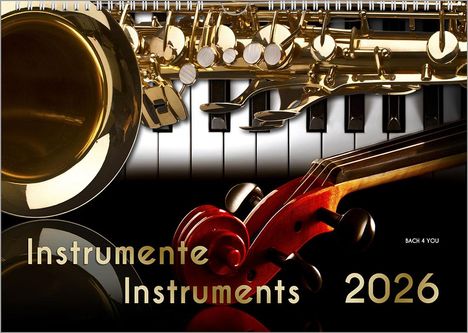 Peter Bach Jr.: Musikinstrumente, ein Musik-Kalender 2026, DIN A3, Kalender