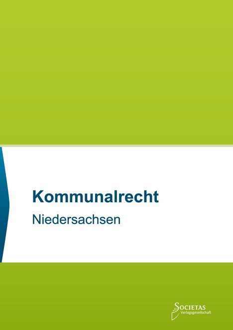 „Kommunalrecht Niedersachsen“ auf grün-weißem Hintergrund, unten rechts kleines Logo von Societas Verlagsgesellschaft.